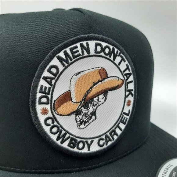 Retro Cowboy Cartel Embroidered Patch Flat Bill Trucker Mesh Snapback Cap Hat - Picture 6 of 7